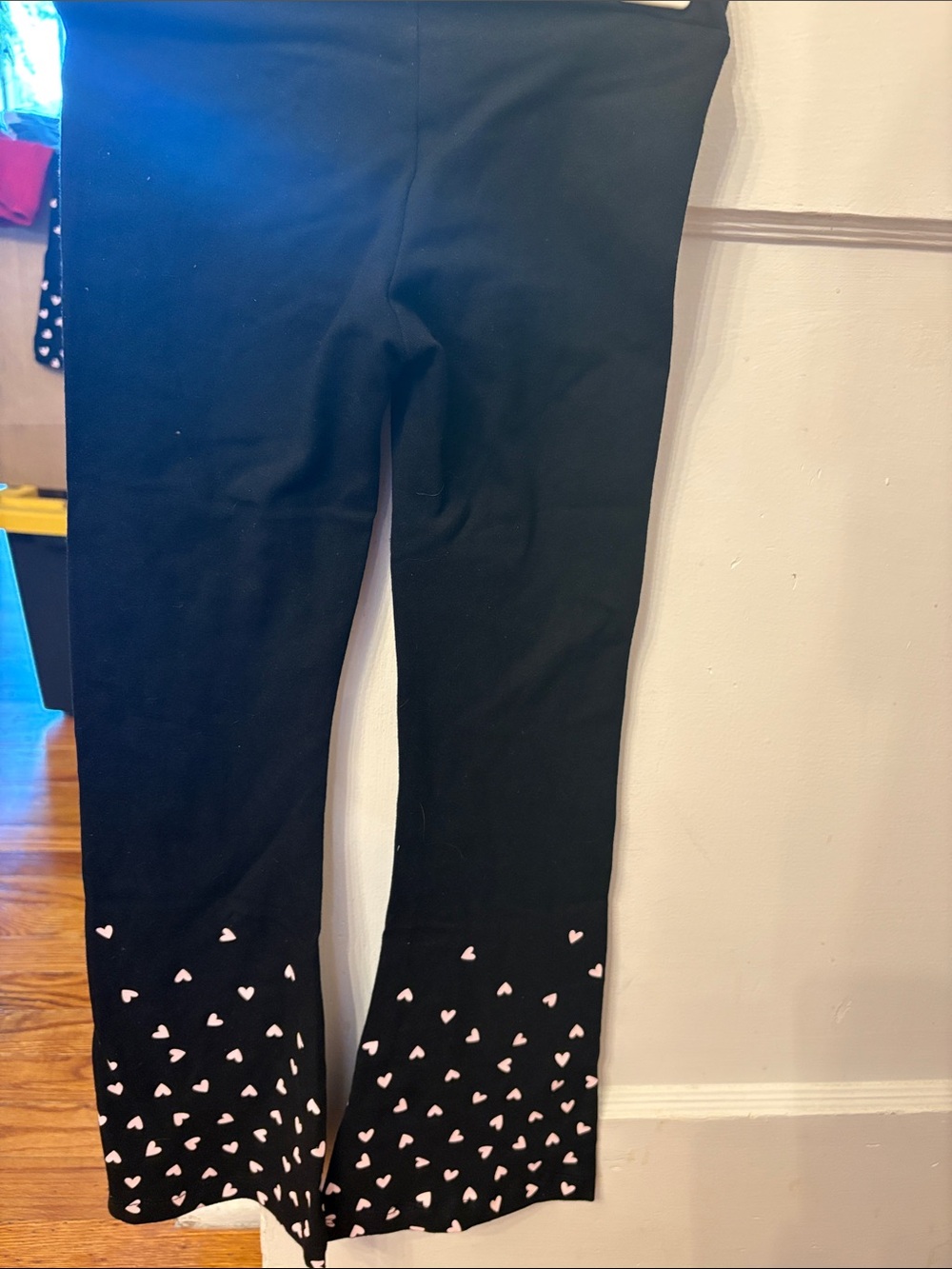 Cat & Jack Black Leggings with Pink Heart Hem